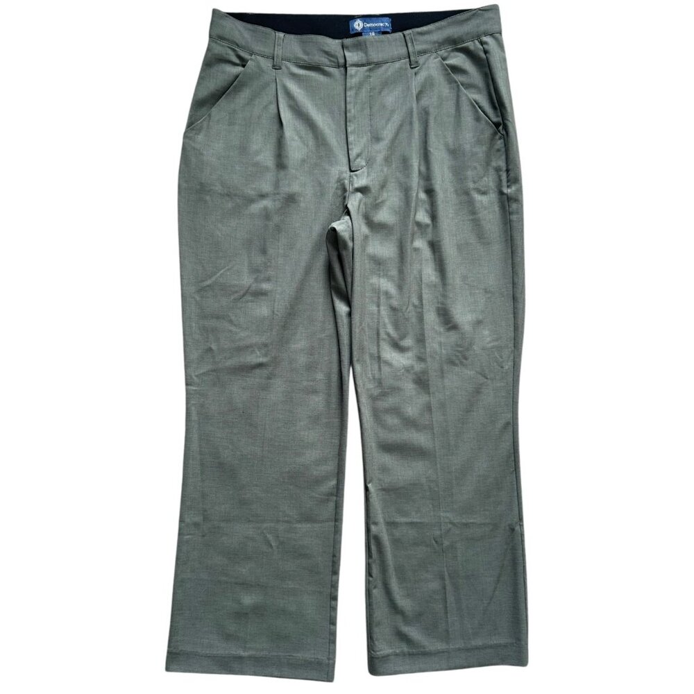 Democracy Ab Solution Women Pant 12 Olive Green Stretch Dress Slacks Lightweight